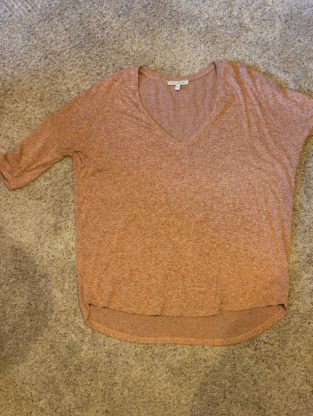 Express Heathered Rust V-Neck Short Sleeve Tee